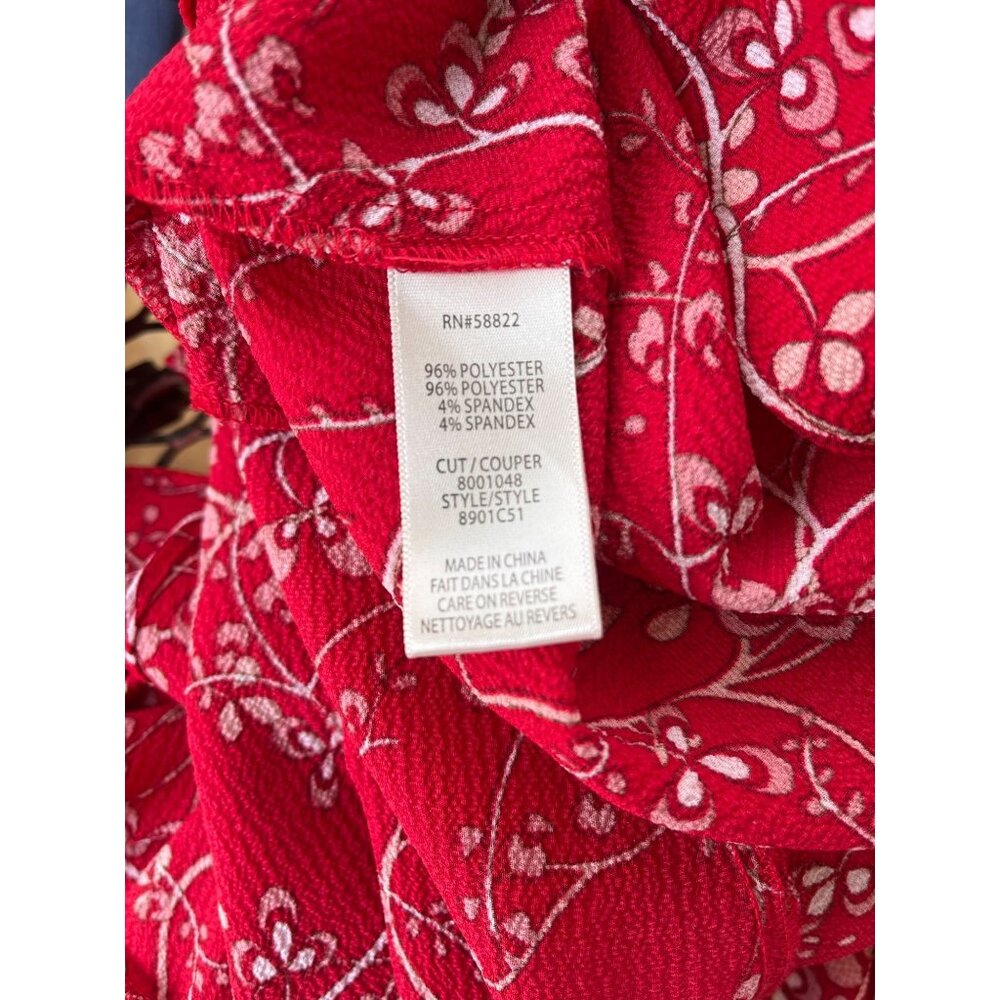 Max Studio Bubble Cream Wrap Dress Size Large Ruffle Sleeveless Red 93615 - Picture 7 of 7